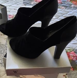 Black suede leather look shoe